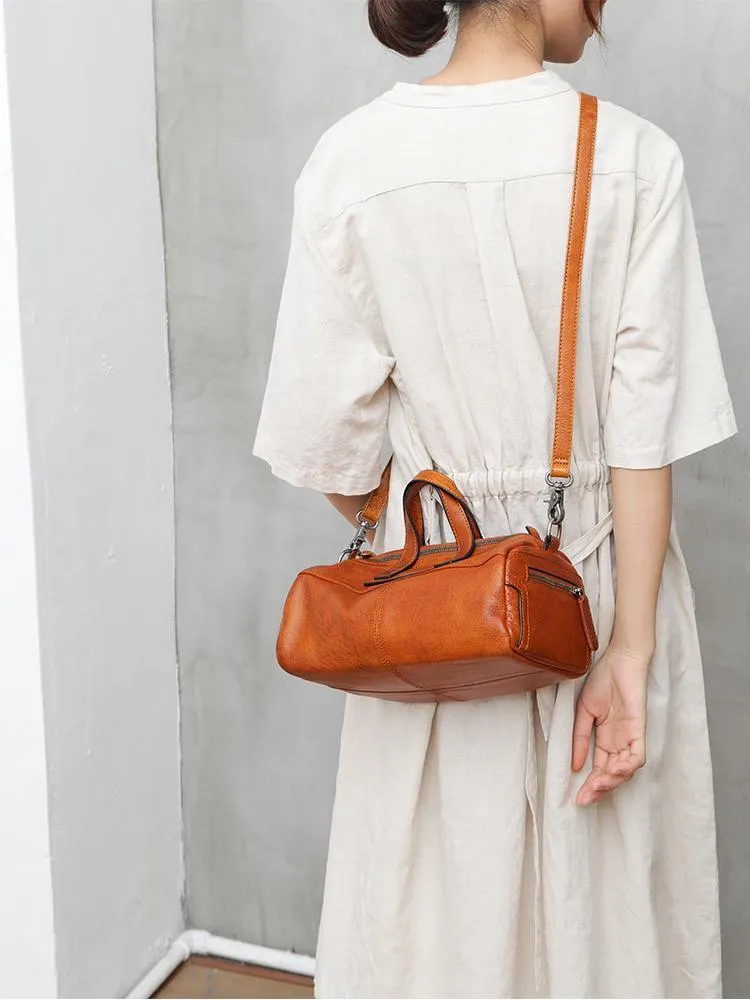Brown Women's Leather Doctor Tool Handbag Doctor Red Shoulder Purse for Ladies