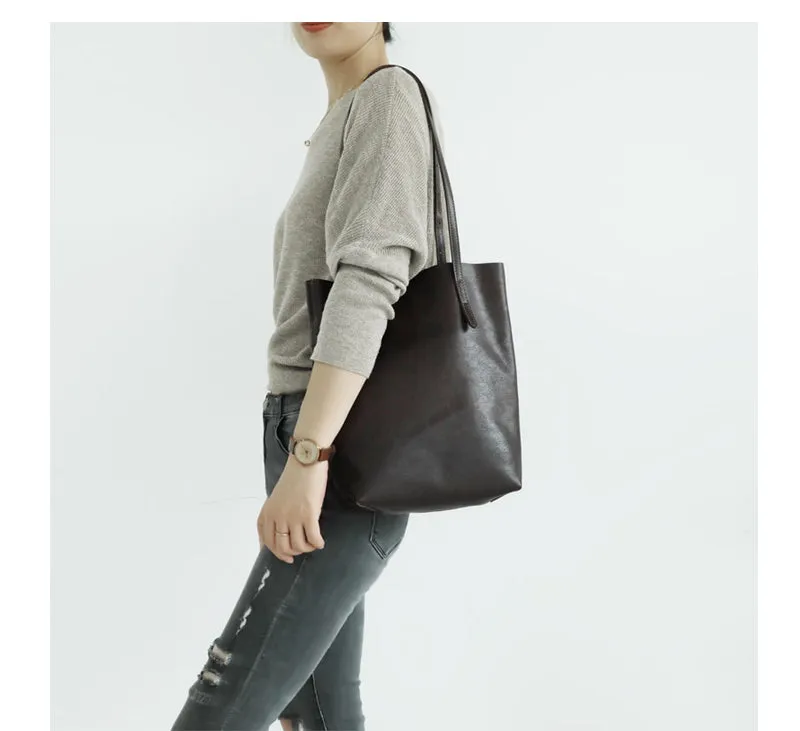 Brown Womens Leather Small Tote Purse Womens Tote Shoulder Bag for Ladies