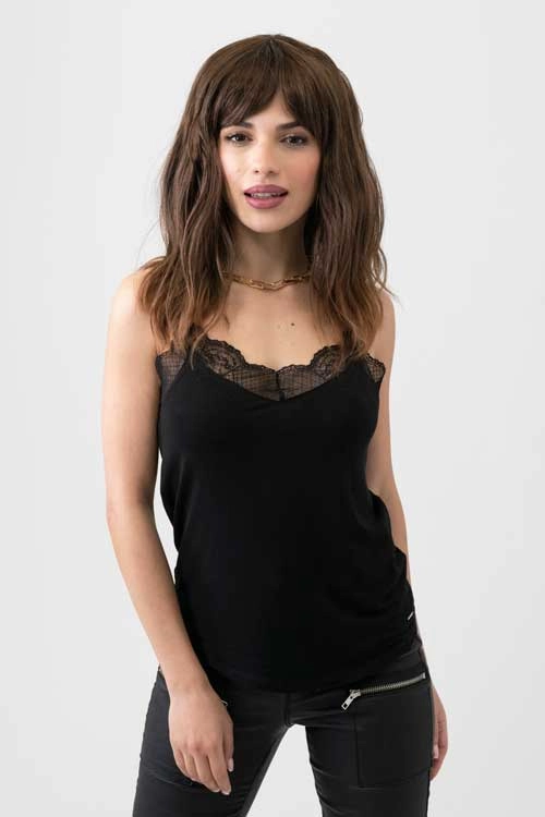 Brown long wavy bob (lob) wig with highlights: Melanie
