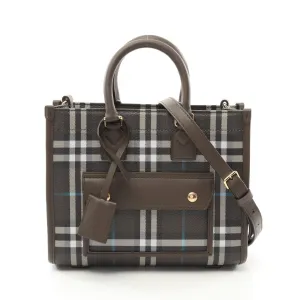 Burberry Freya Tote Bag PVC Canvas Leather