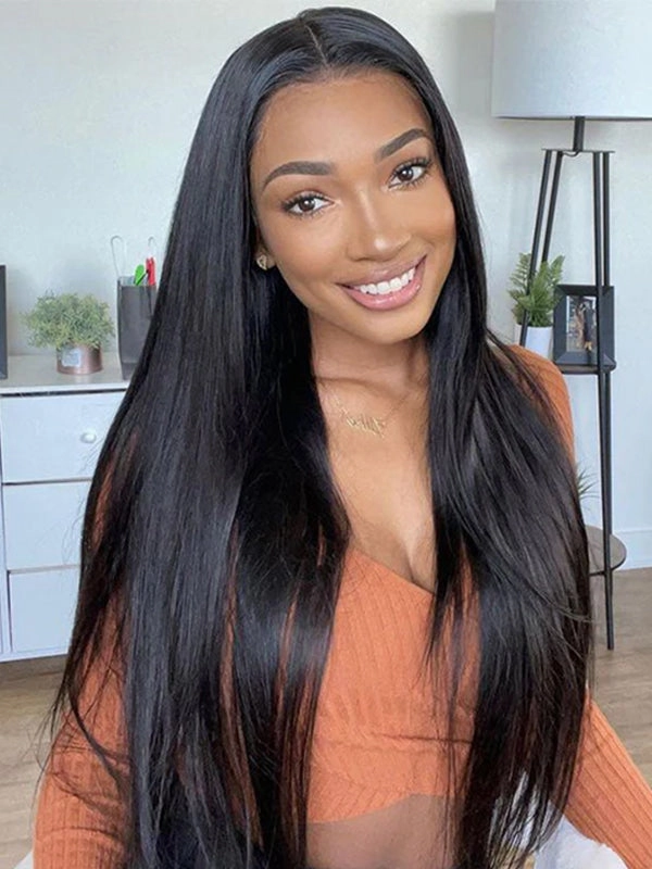 Buy 1 Get 1 Free Wig Chinalacewig 8x6 Royal 007 Lace Wig Natural Black Color Silk Straight Wear &Go Breathable Cap Wig CL021