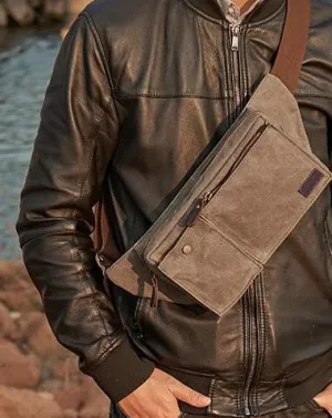 Canvas Mens Fanny Pack Canvas Waist Bag Small Canvas Chest Bag for Men
