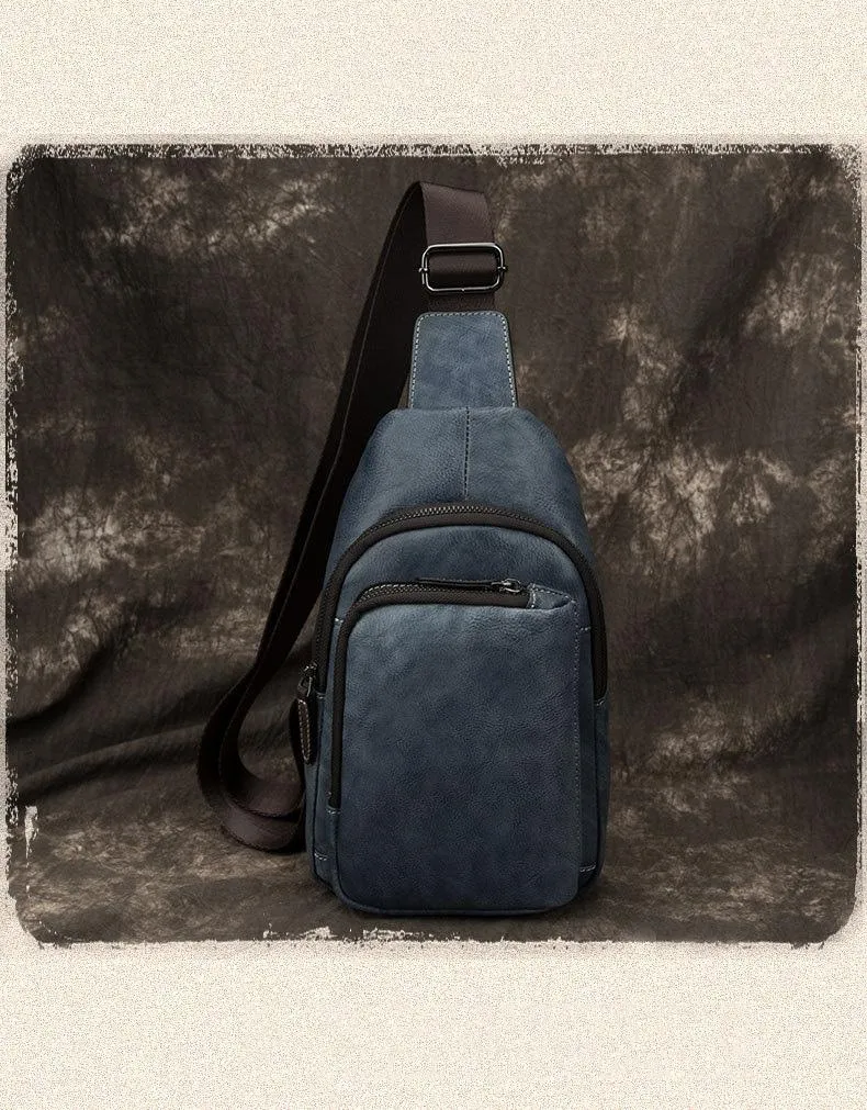 Casual Brown Sling Bag LEATHER MENS Sling Pack One Shoulder BackPack FOR MEN