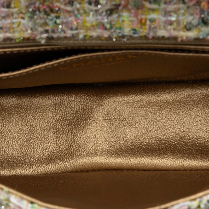 CHANEL 2.55 Flap Chain Shoulder Bag in Tweed Multicolor Insects Pattern