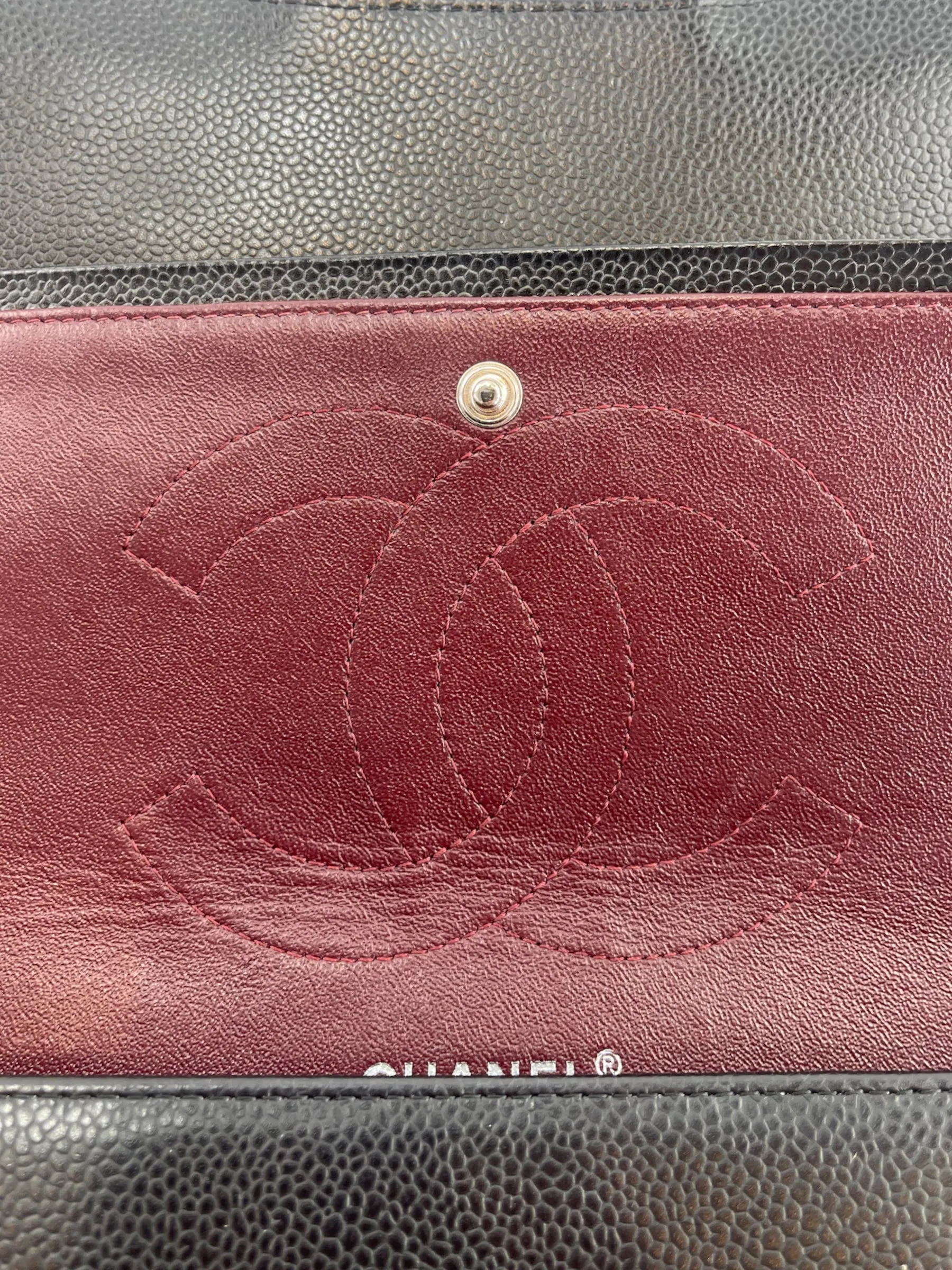 Chanel Black Caviar Leather Jumbo Double Flap