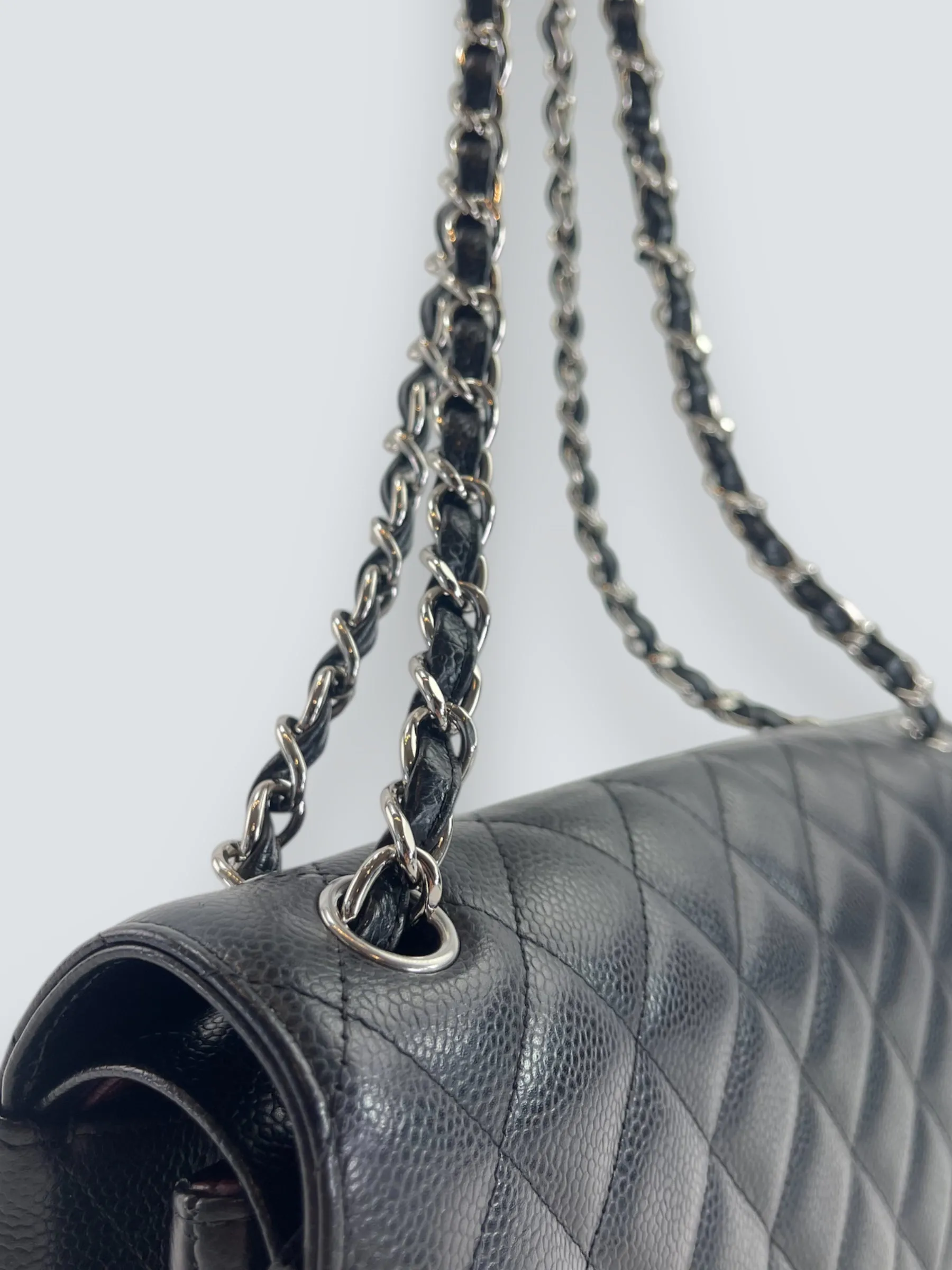 Chanel Black Caviar Leather Jumbo Double Flap