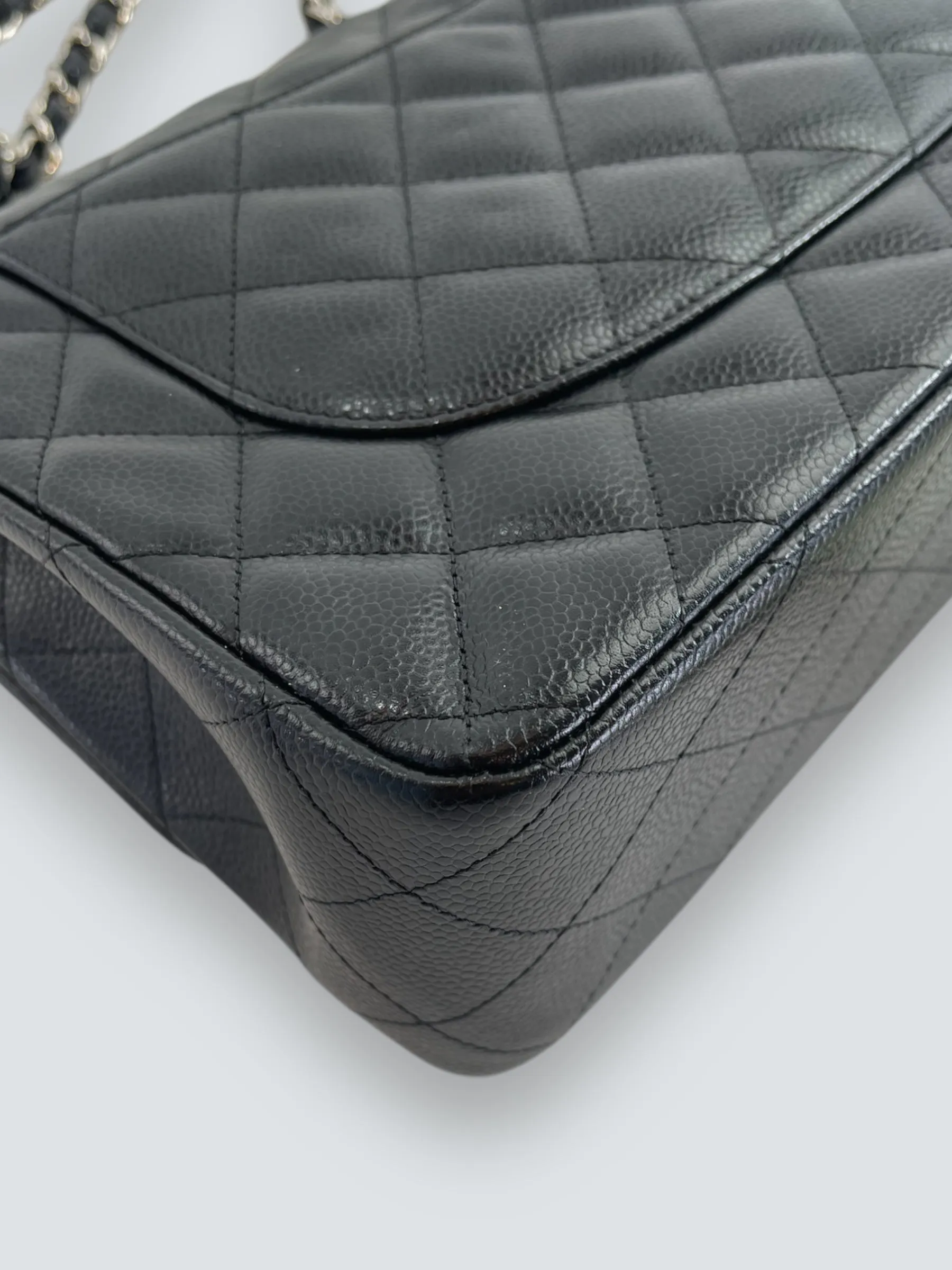 Chanel Black Caviar Leather Jumbo Double Flap