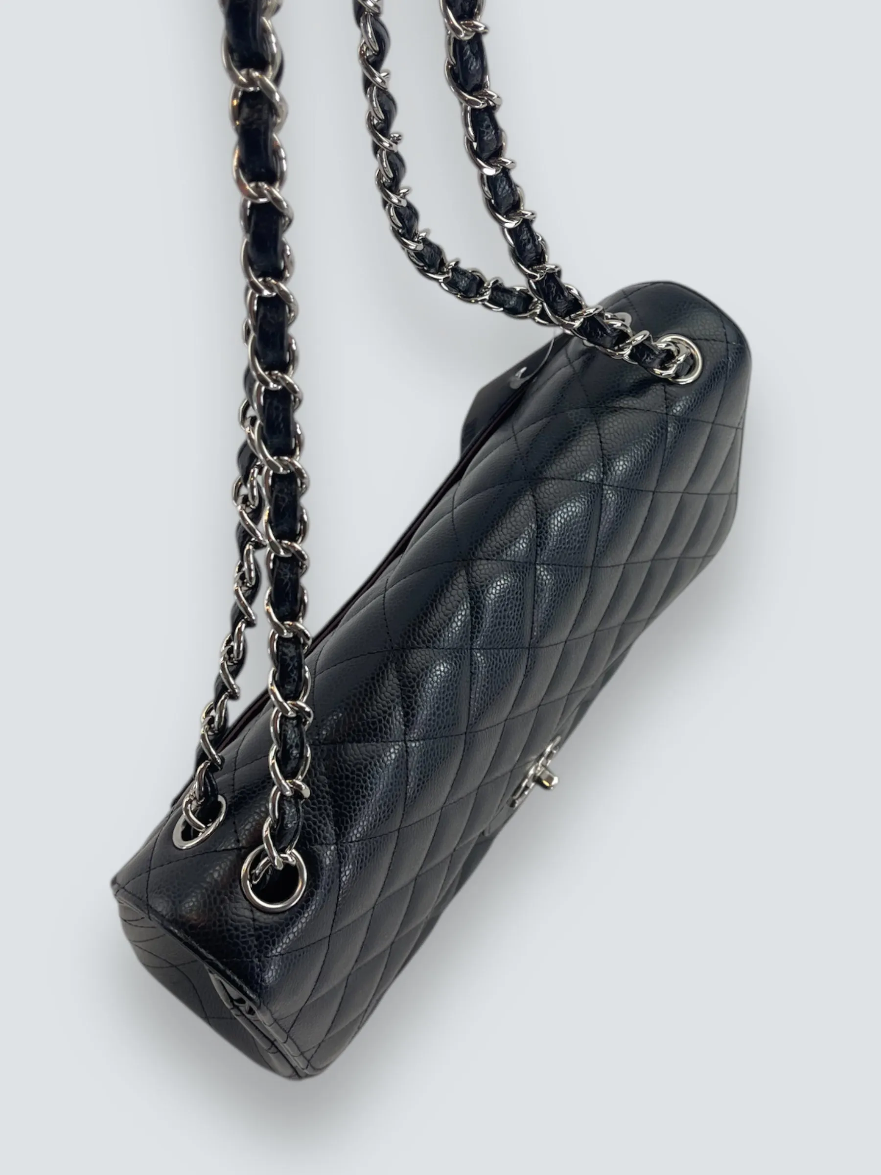 Chanel Black Caviar Leather Jumbo Double Flap