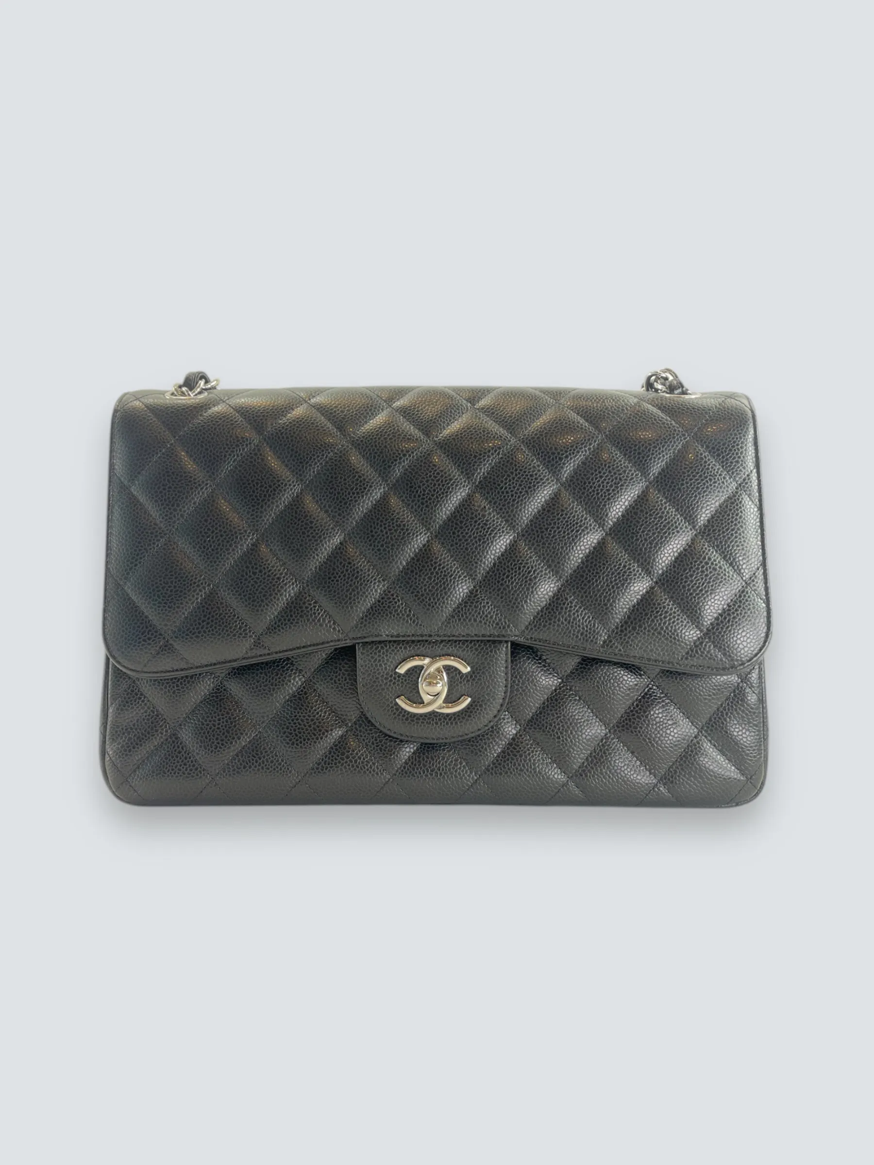 Chanel Black Caviar Leather Jumbo Double Flap