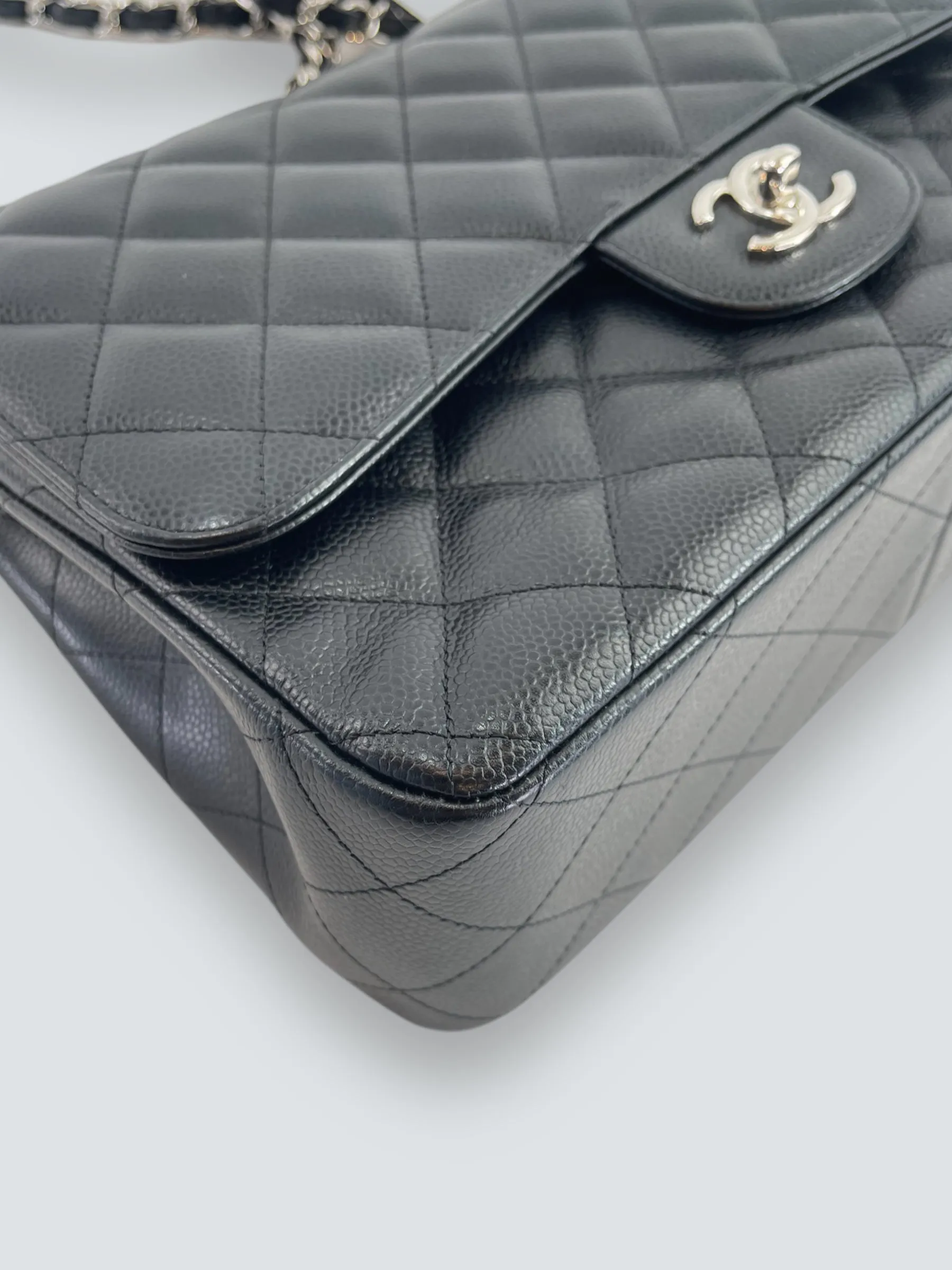 Chanel Black Caviar Leather Jumbo Double Flap