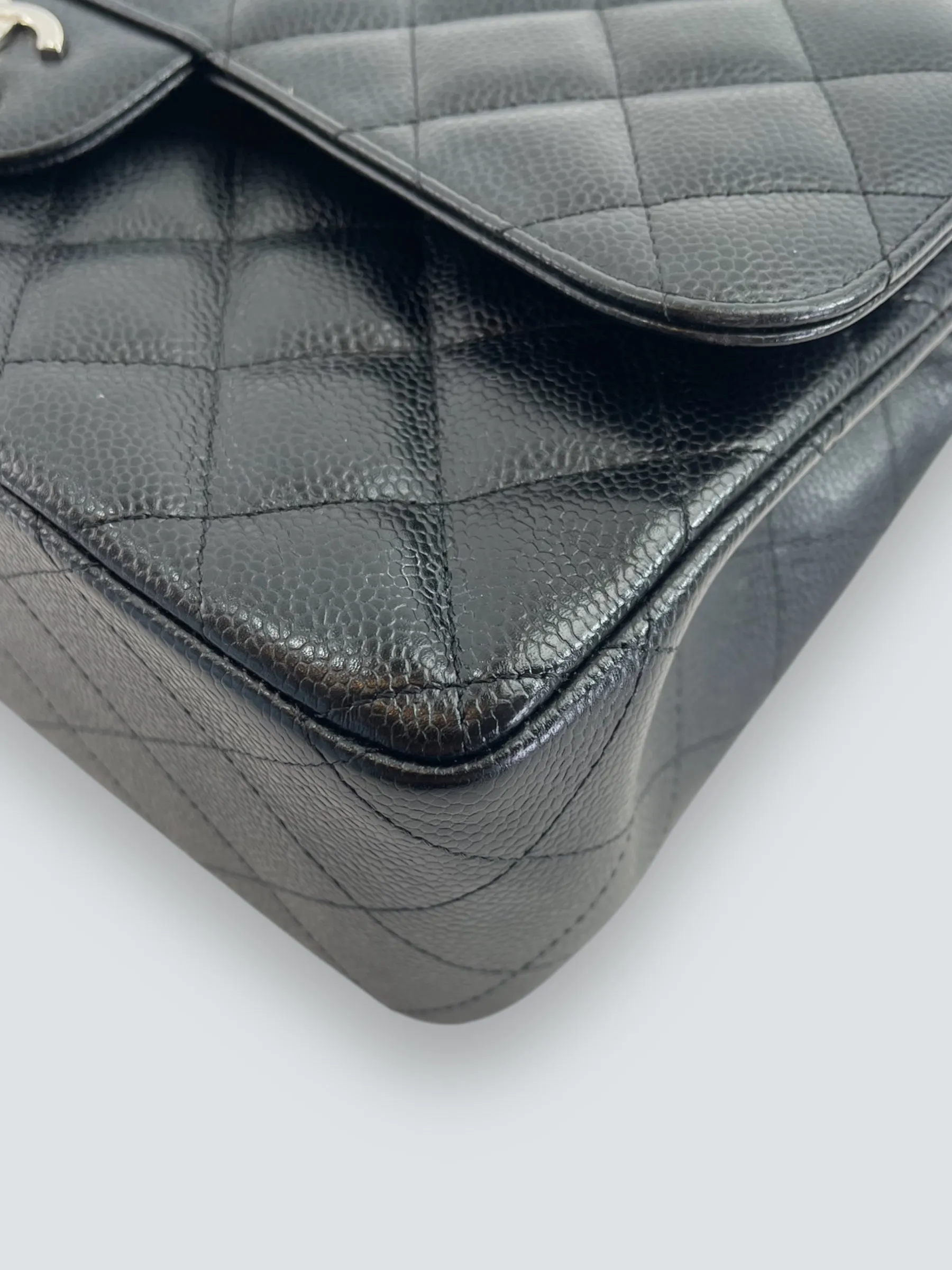 Chanel Black Caviar Leather Jumbo Double Flap