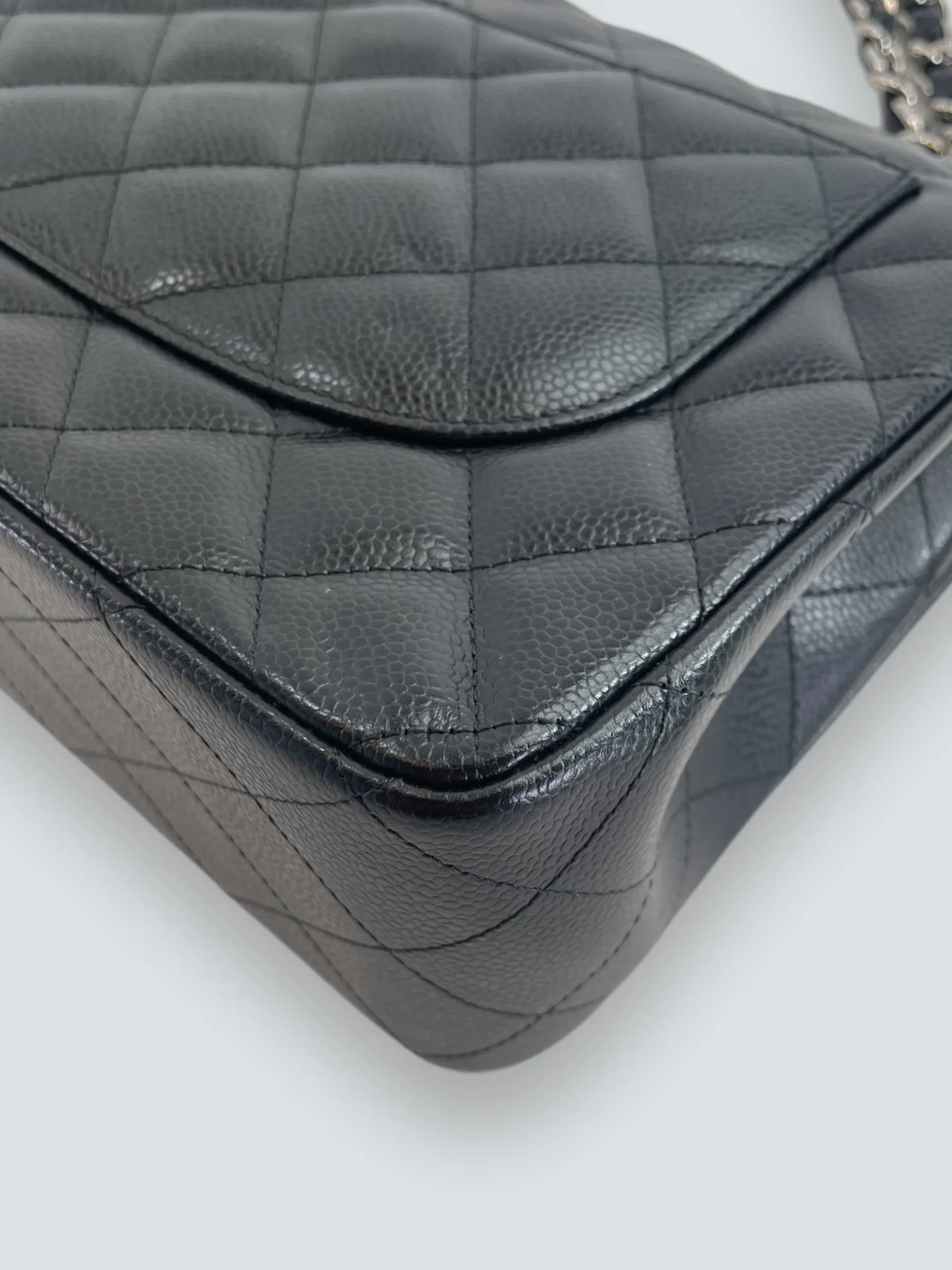 Chanel Black Caviar Leather Jumbo Double Flap