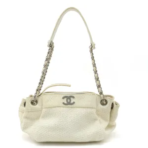 CHANEL Chanel Cocomark Wrapped Chain Bag One-Shoulder Shoulder Bag Cotton Canvas Pearson Ivory White Blumin