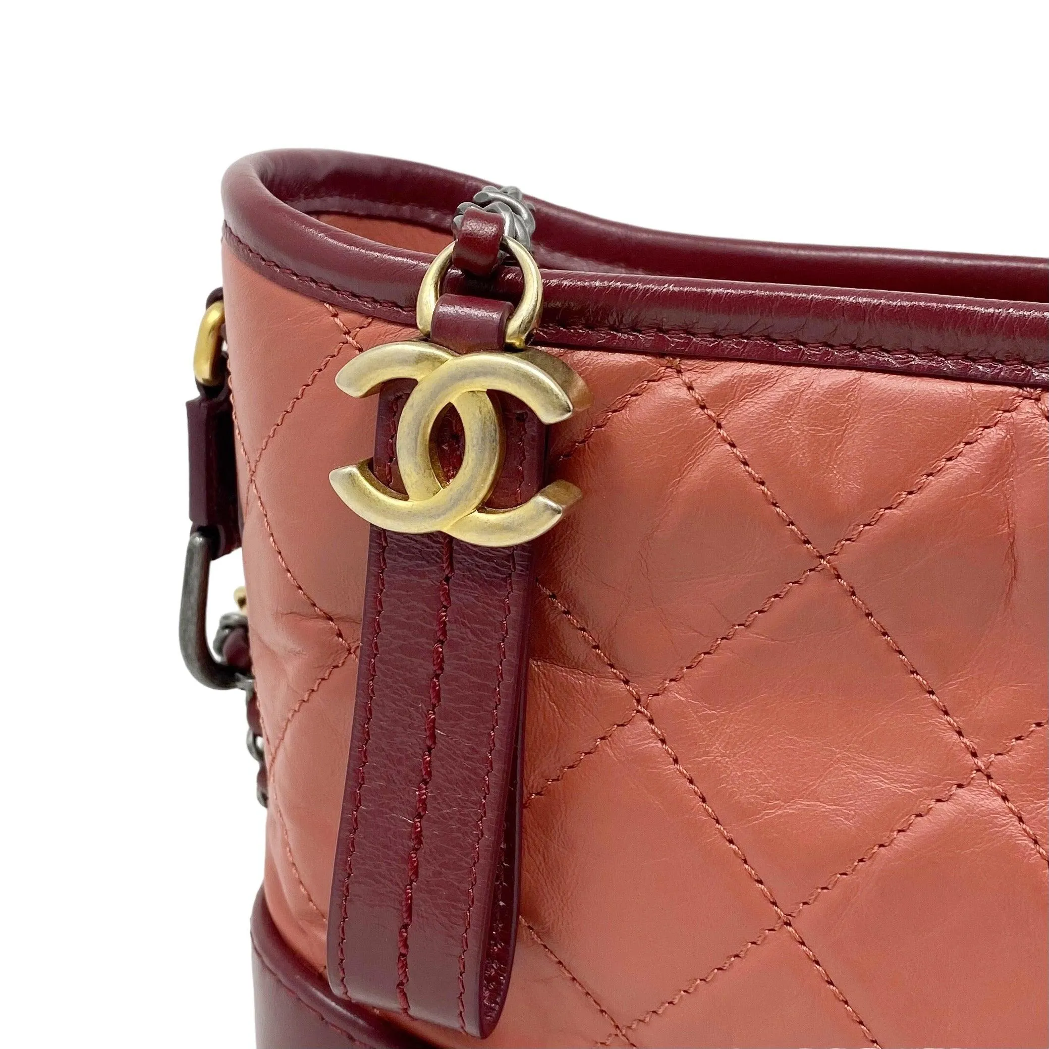 Chanel Salmon Aged Calfskin Small Gabrielle Bag