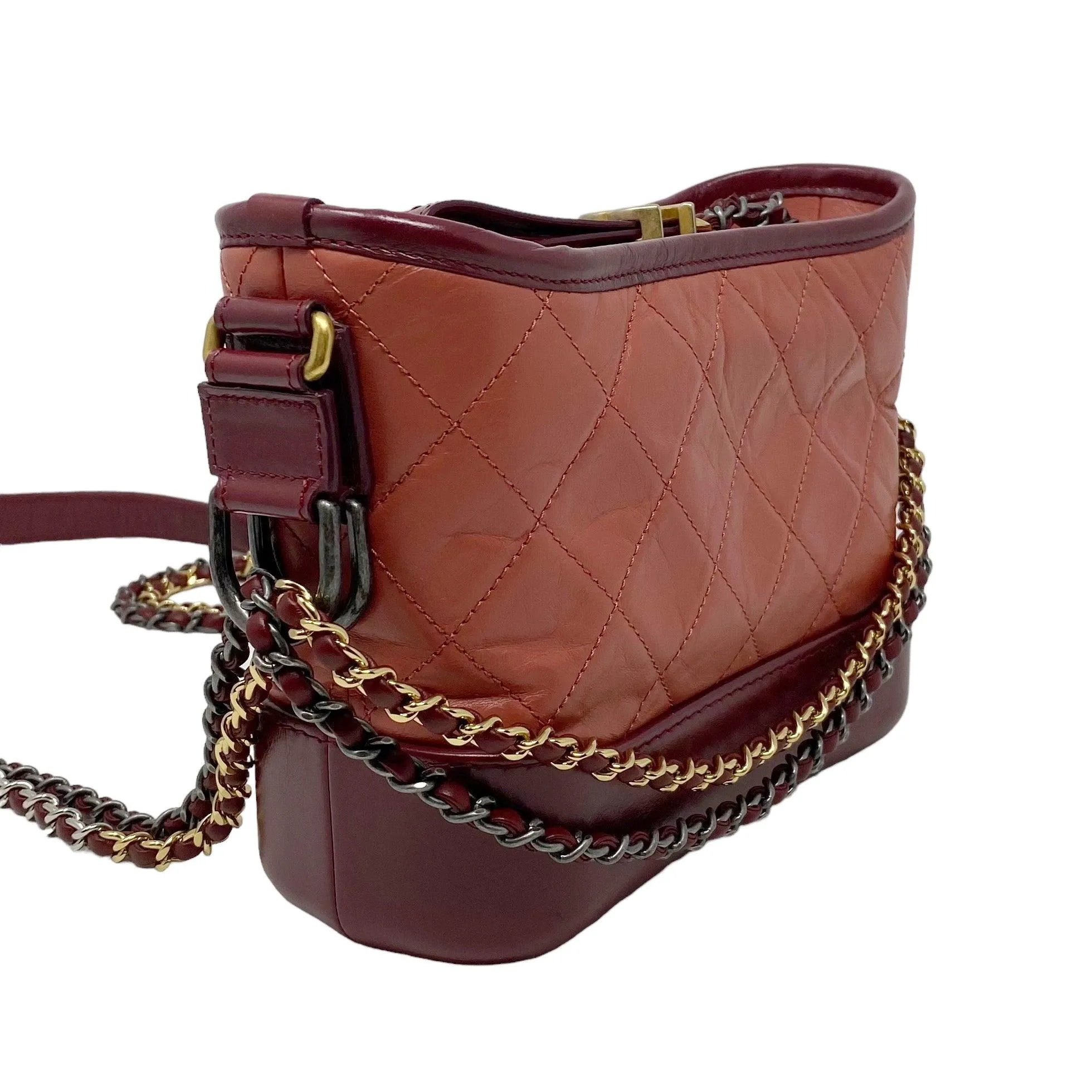 Chanel Salmon Aged Calfskin Small Gabrielle Bag