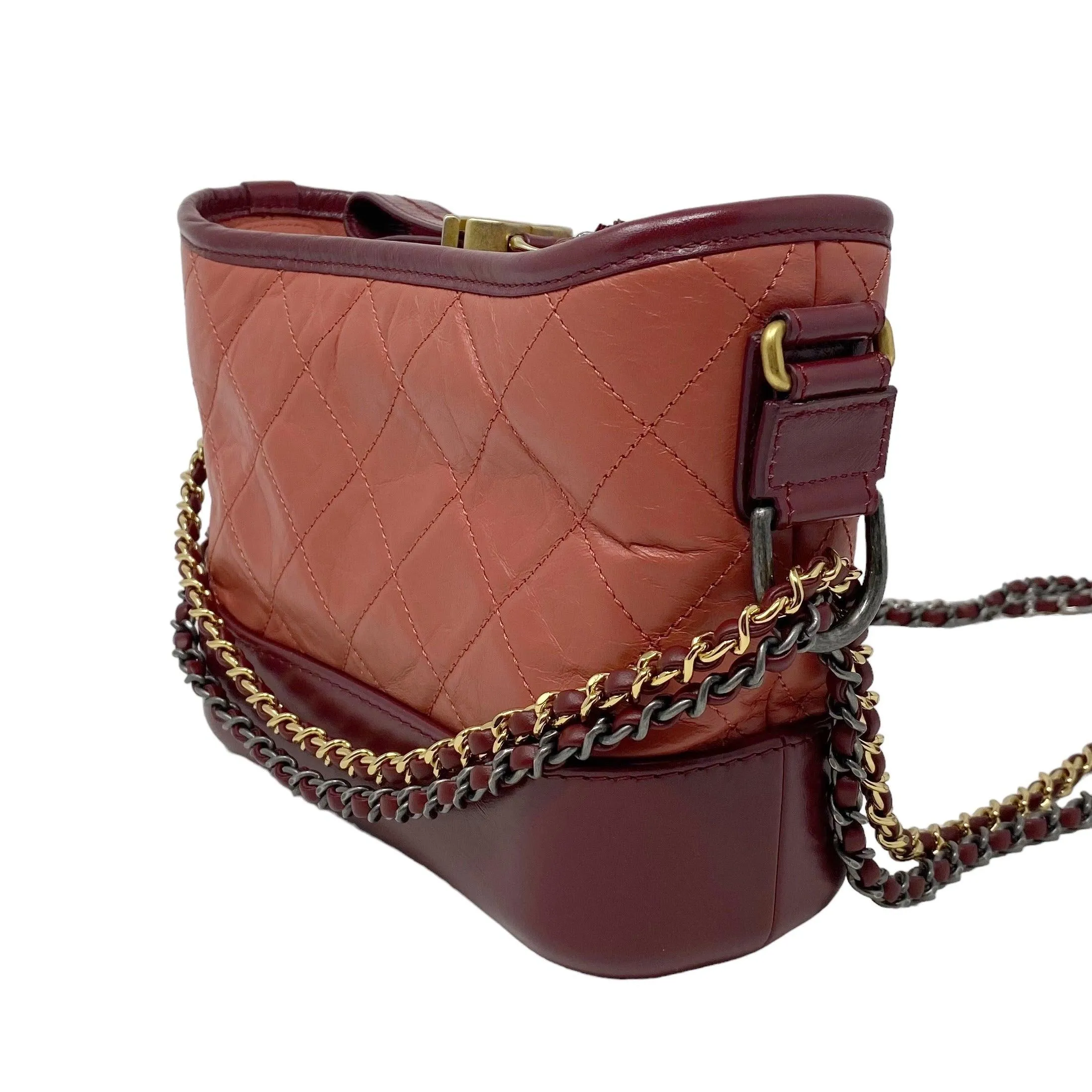 Chanel Salmon Aged Calfskin Small Gabrielle Bag