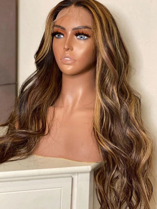 Chinalacewig 24h Shipping 150% Density Highlight 13x6 HD Lace Front Body Wave Wig  CF535