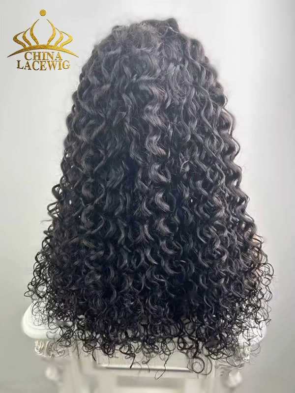 Chinalacewig Glueless Human Hair Lace Front Wig Loose Curly Twist Style Wigs
