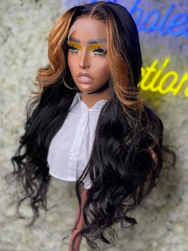 Chinalacewig Highlight Color Body Wave 5x5 HD Lace Closure Wig NCF79
