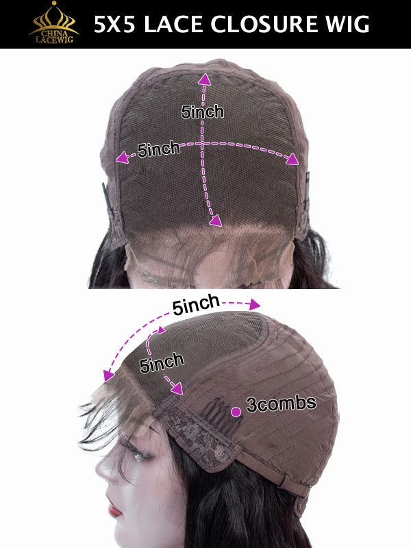 Chinalacewig Highlight Color Body Wave 5x5 HD Lace Closure Wig NY04