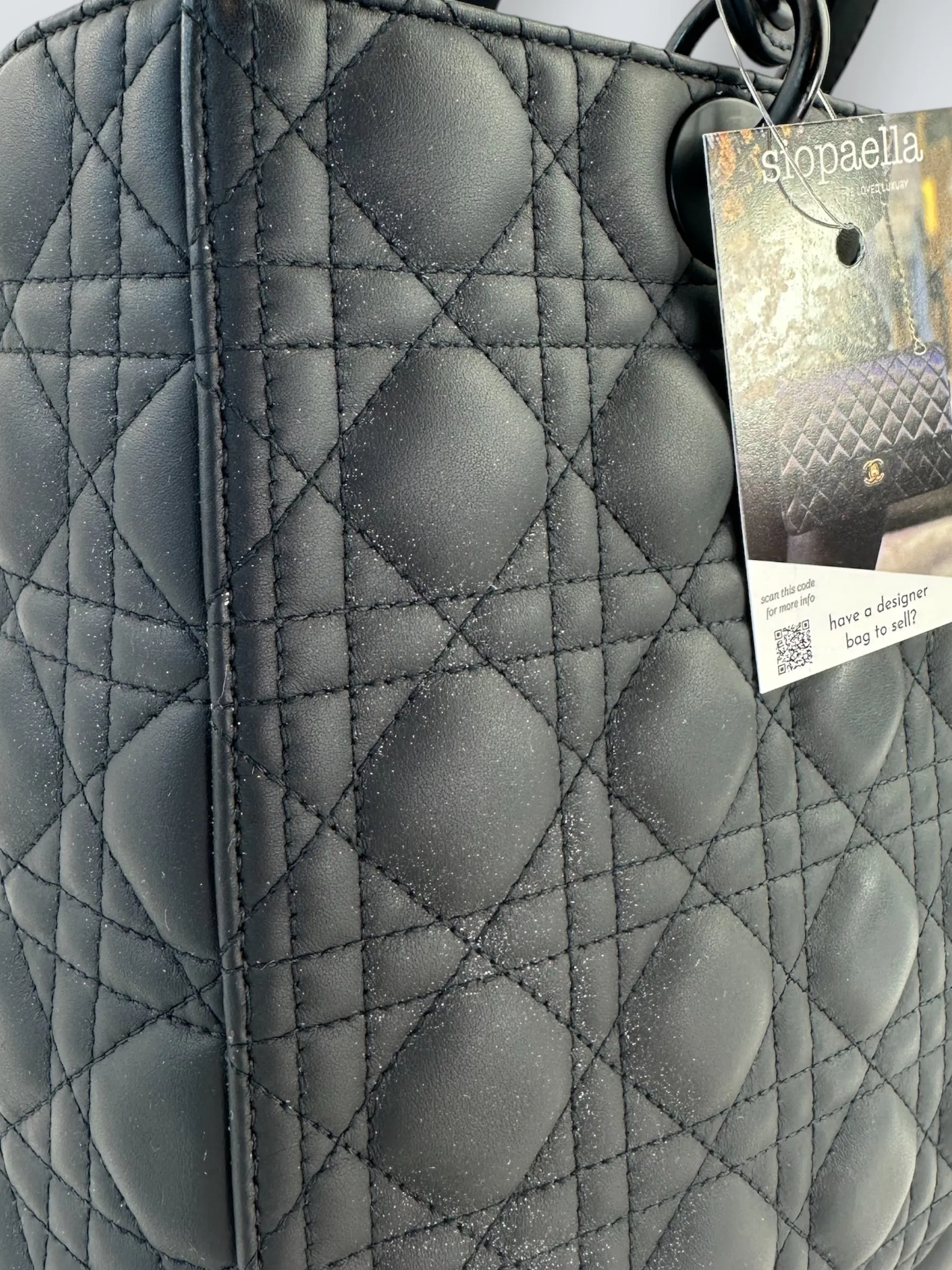 Christian Dior Black Calfskin Leather Ultramatte Large Lady Dior