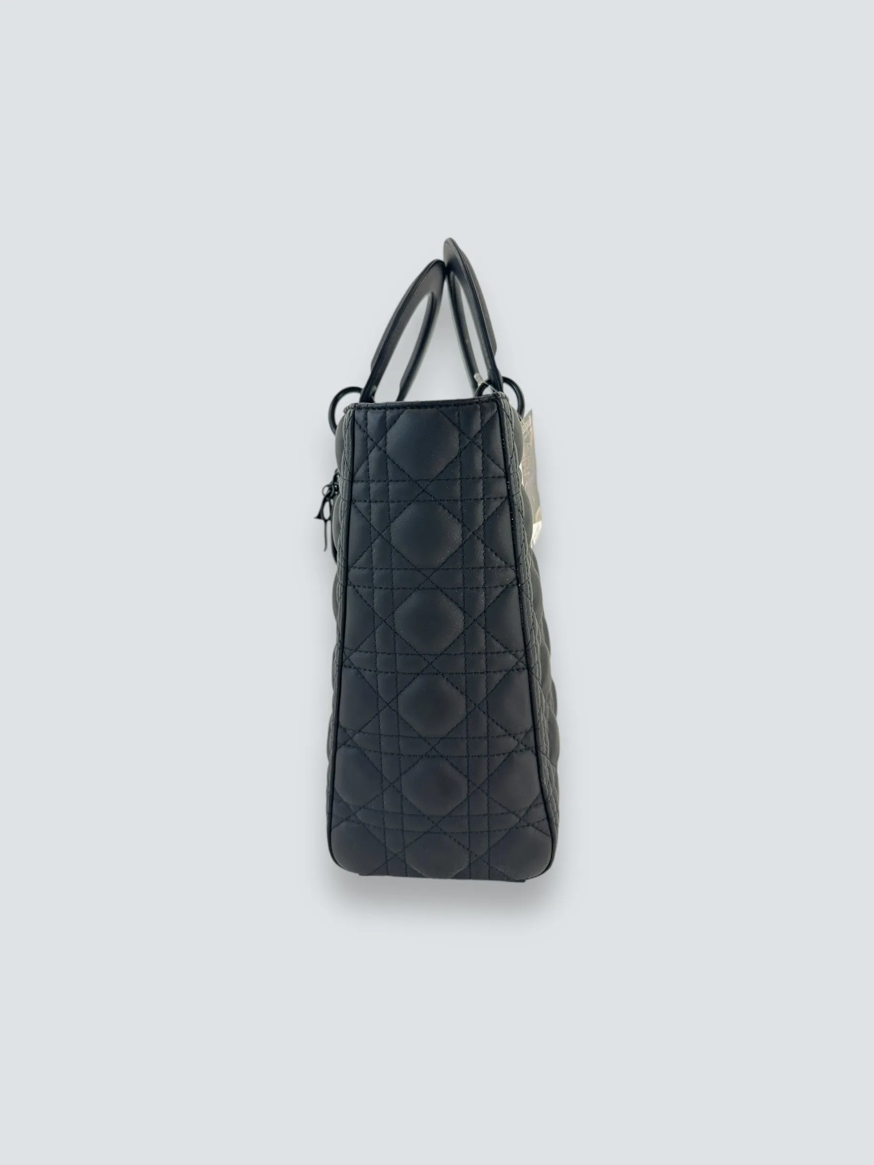 Christian Dior Black Calfskin Leather Ultramatte Large Lady Dior