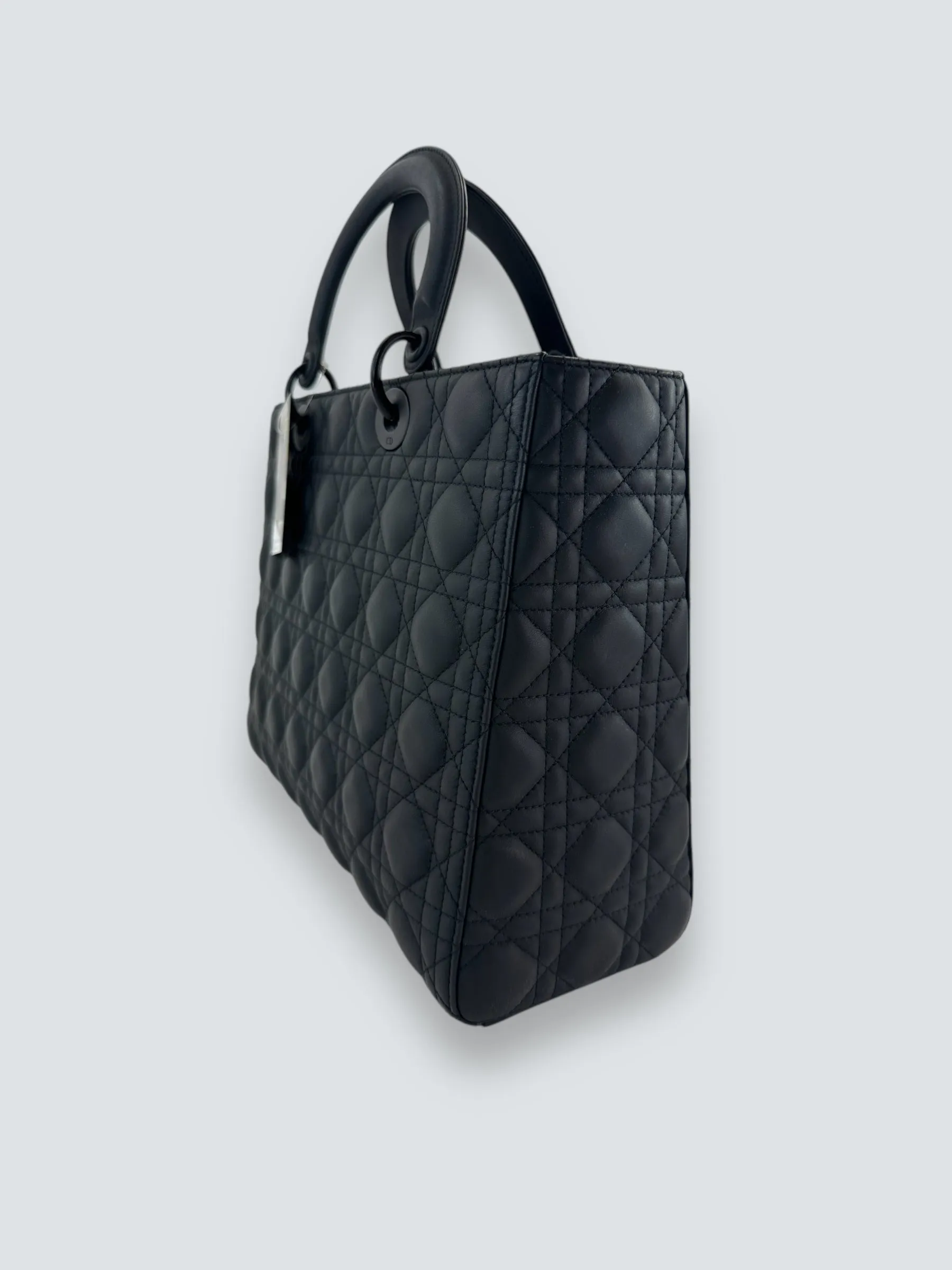 Christian Dior Black Calfskin Leather Ultramatte Large Lady Dior