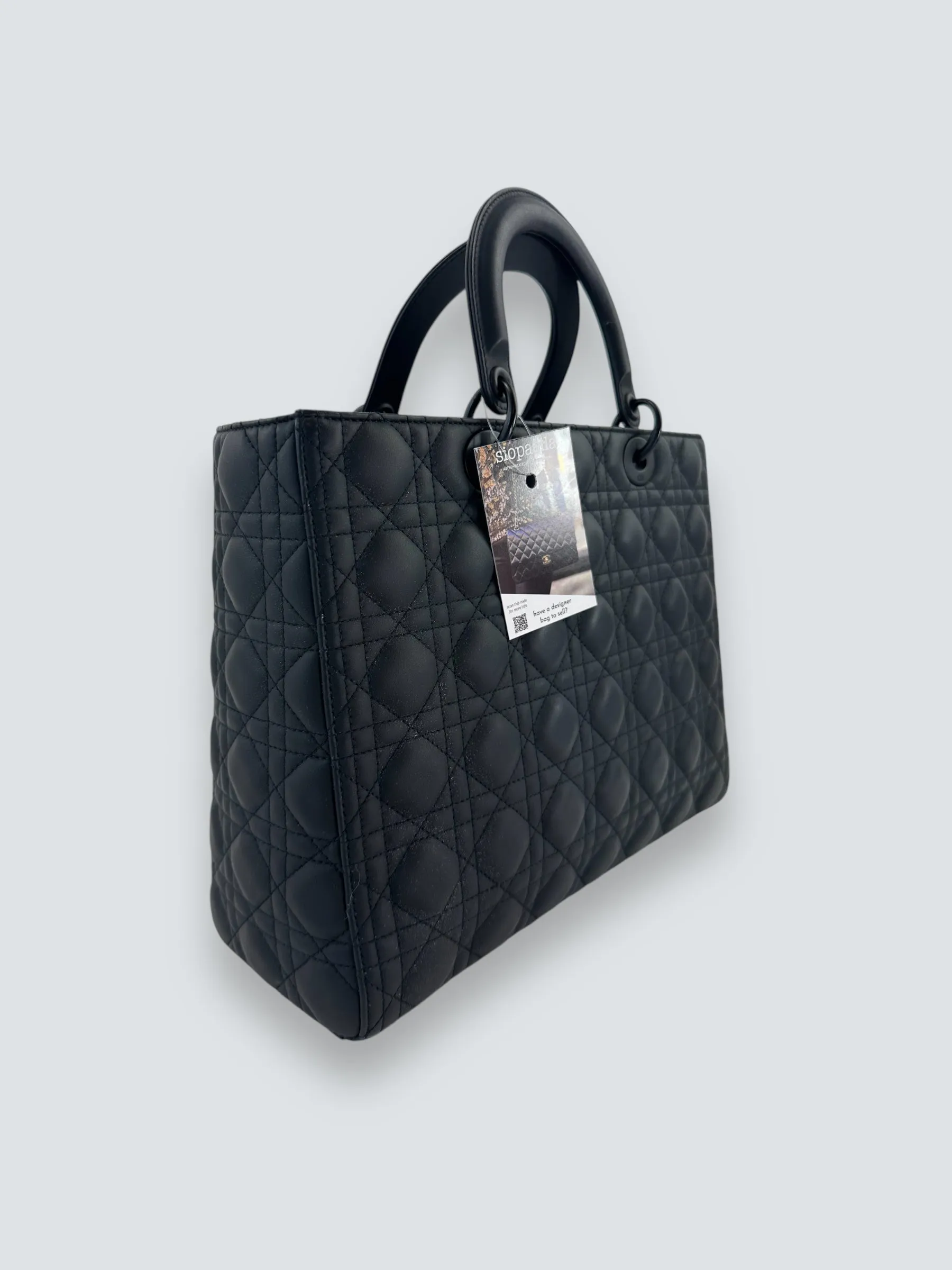Christian Dior Black Calfskin Leather Ultramatte Large Lady Dior