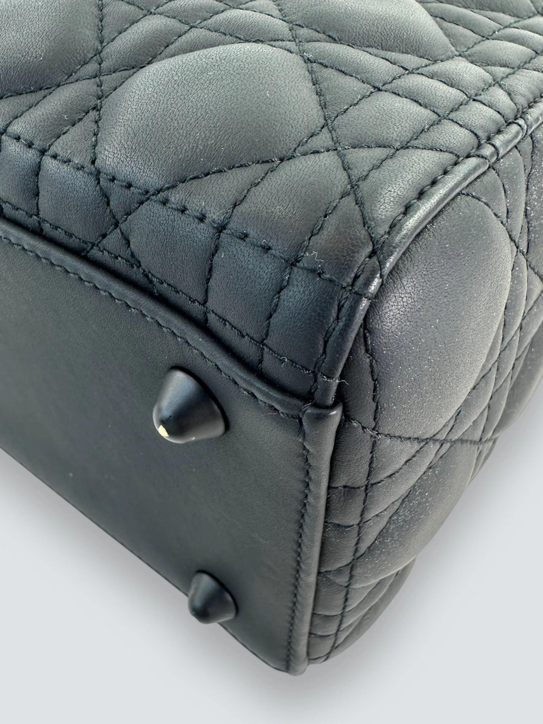 Christian Dior Black Calfskin Leather Ultramatte Large Lady Dior
