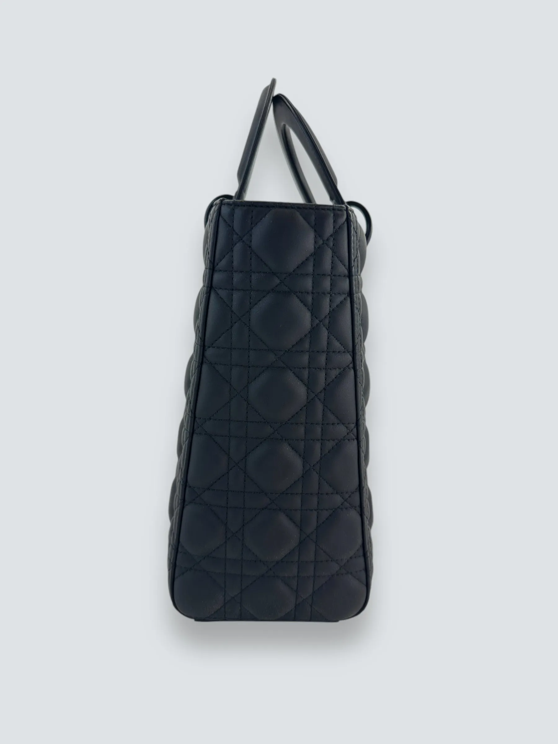 Christian Dior Black Calfskin Leather Ultramatte Large Lady Dior