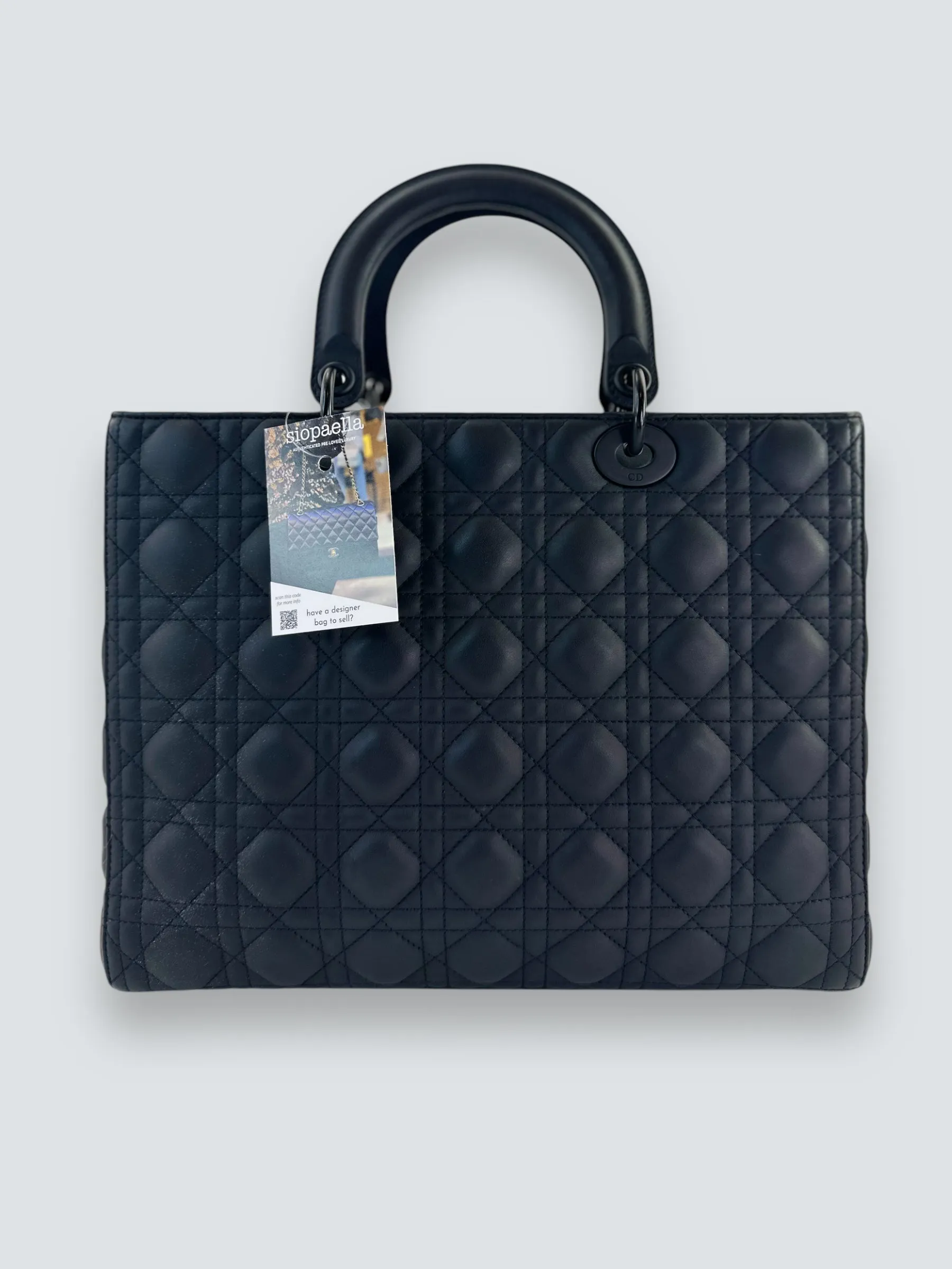 Christian Dior Black Calfskin Leather Ultramatte Large Lady Dior