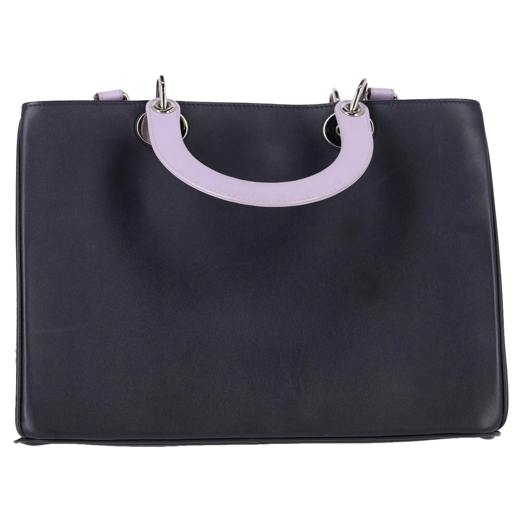 Christian Dior Medium Diorissimo Tote Bag in Navy Blue and Silver Leather