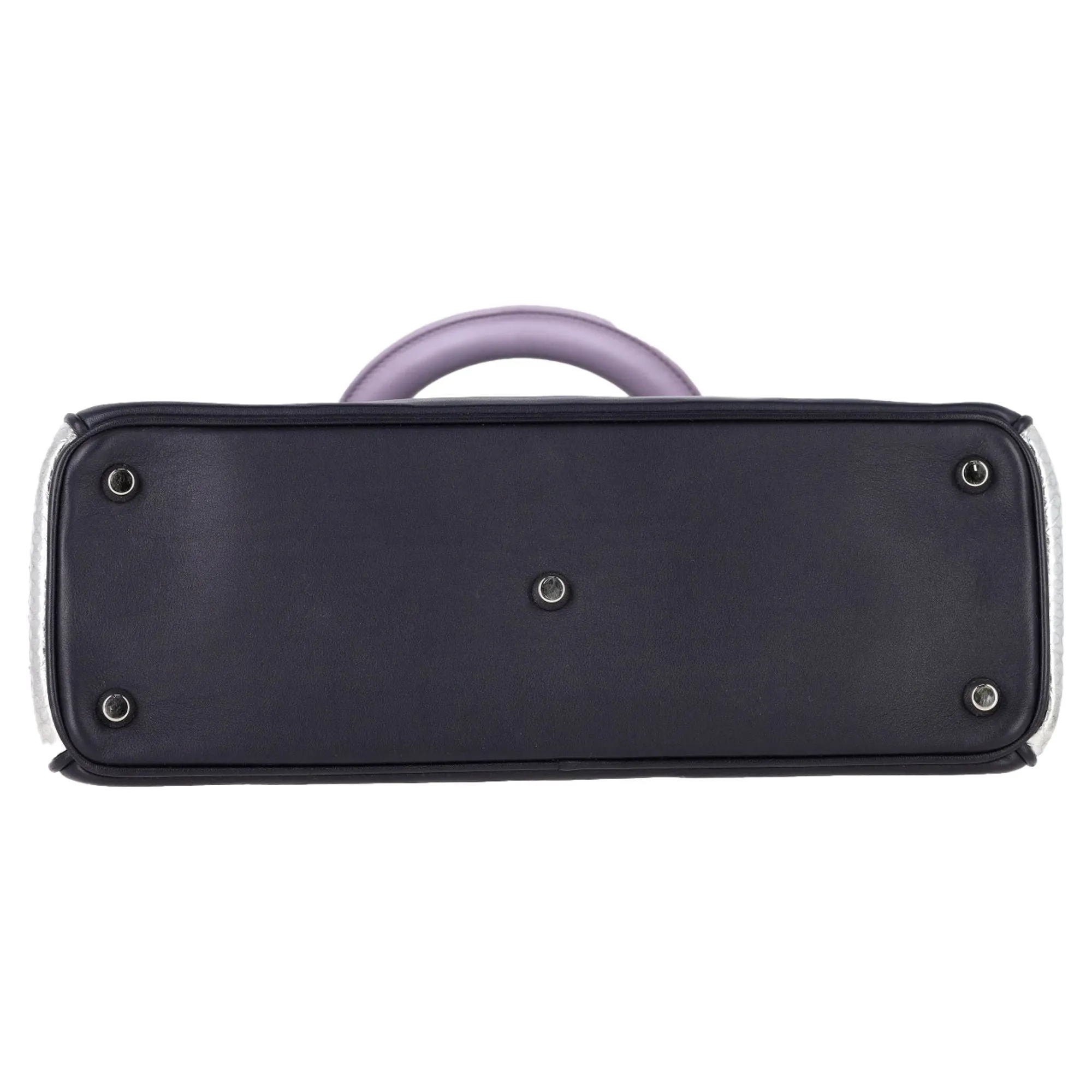 Christian Dior Medium Diorissimo Tote Bag in Navy Blue and Silver Leather