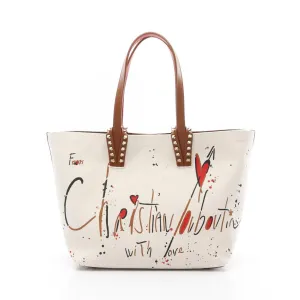 Christian Louboutin ivory Canvas Leather Beach Bag Tote Bag (Pre-Owned)