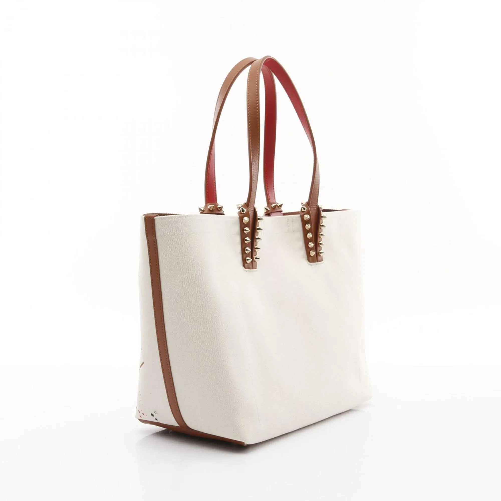 Christian Louboutin ivory Canvas Leather Beach Bag Tote Bag (Pre-Owned)
