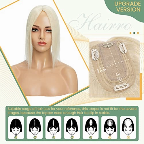 Clip in Hair Topper Human Hair with Silk Base Hairpiece