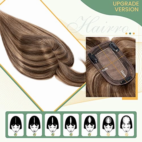 Clip in Hair Topper Human Hair with Silk Base Hairpiece
