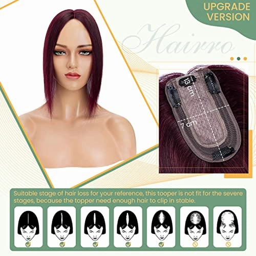 Clip in Hair Topper Human Hair with Silk Base Hairpiece