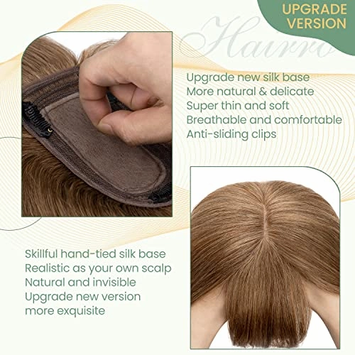 Clip in Hair Topper Human Hair with Silk Base Hairpiece