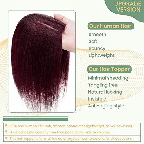 Clip in Hair Topper Human Hair with Silk Base Hairpiece