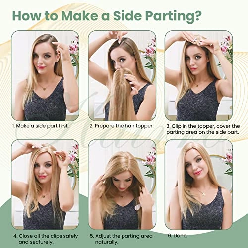 Clip in Hair Topper Human Hair with Silk Base Hairpiece