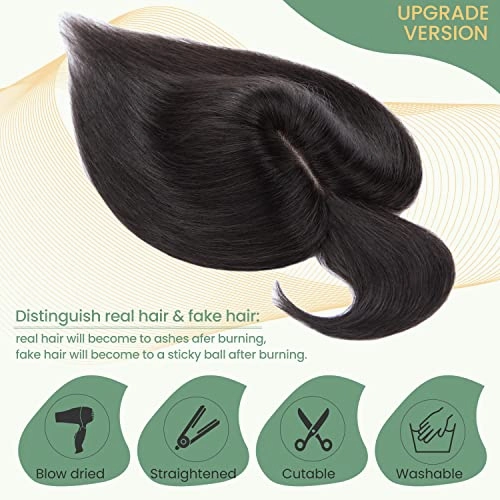 Clip in Hair Topper Human Hair with Silk Base Hairpiece