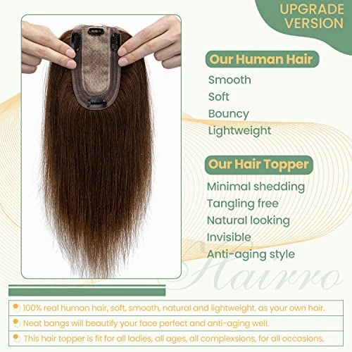 Clip in Hair Topper Human Hair with Silk Base Hairpiece