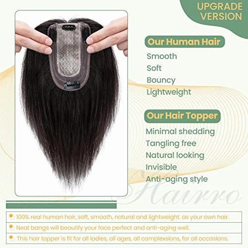 Clip in Hair Topper Human Hair with Silk Base Hairpiece