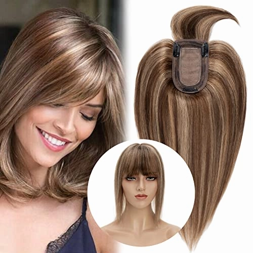 Clip in Hair Topper Human Hair with Silk Base Hairpiece