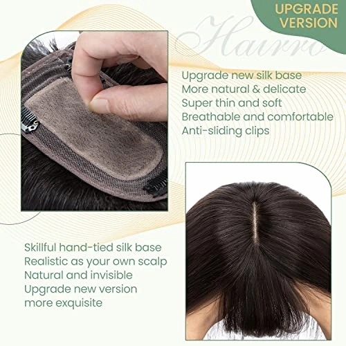 Clip in Hair Topper Human Hair with Silk Base Hairpiece