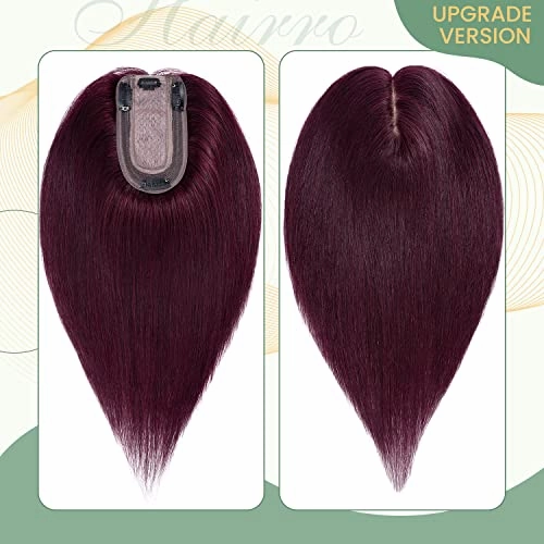 Clip in Hair Topper Human Hair with Silk Base Hairpiece