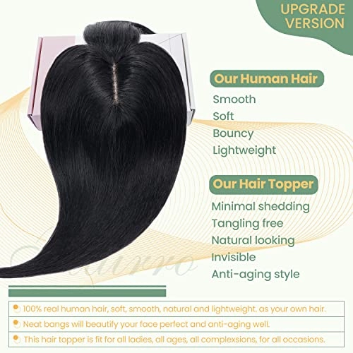 Clip in Hair Topper Human Hair with Silk Base Hairpiece