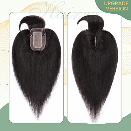 Clip in Hair Topper Human Hair with Silk Base Hairpiece