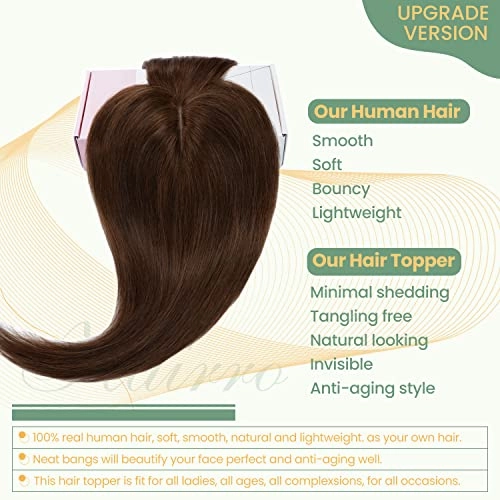 Clip in Hair Topper Human Hair with Silk Base Hairpiece
